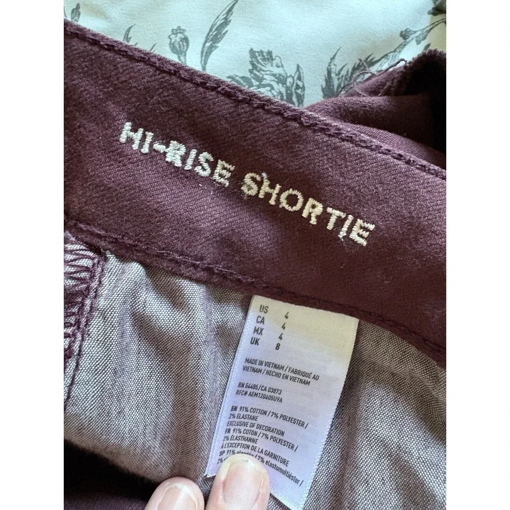 American Eagle Womens  Hi Rise Jean Shorts Shortie Maroon 4